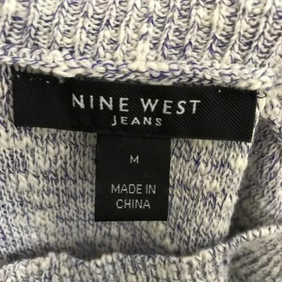 #80 Nine West Women's Crew Pullover Short Sleeve Cable Knit Sweater Gray Size M - Picture 7 of 9